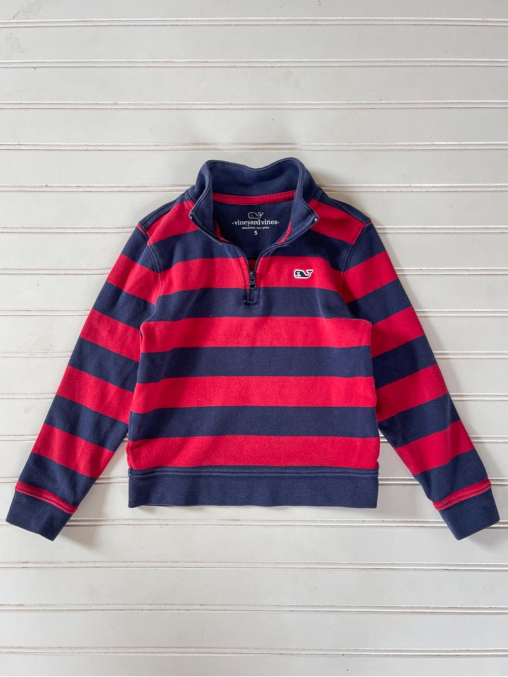VINEYARD VINES VGUC Striped Rugby Style Pullover Quarter Zip Sweater